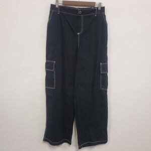 Wild Fable Womens Y2K Baggy‎ Grunge Emo Cargo Pants Size M Black Rave Skater